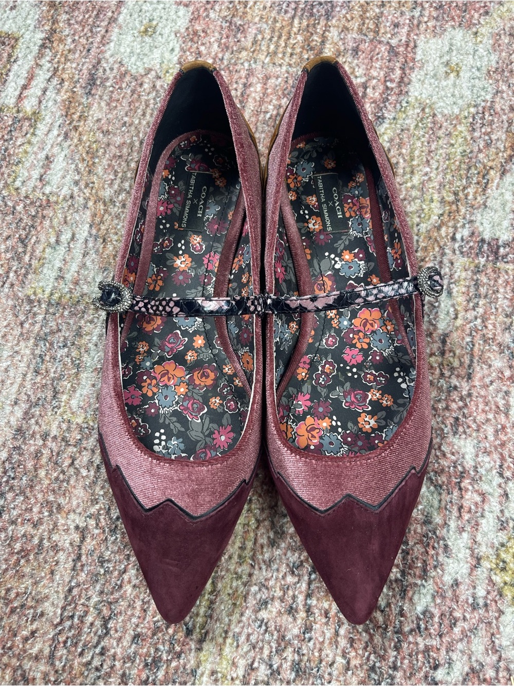 Coach x Tabitha Simmons Harriette Mary Jane Velvet Ballet Flats Size 7.5